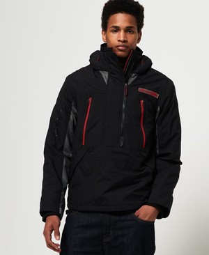 Superdry Hooded Overhead SD-Windattacker Férfi Kabát Fekete/Szürke/Piros | NJXTL1543